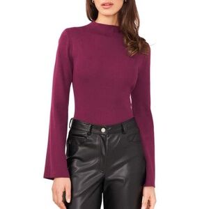 Halogen® Funnel Neck Cotton Blend Sweater